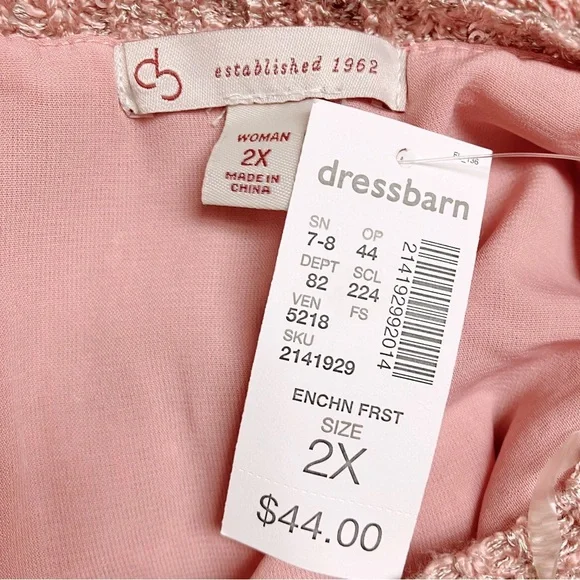 DRESS BARN Womens Lightweight Sequin Layered Sweater SIZE 2X Pink